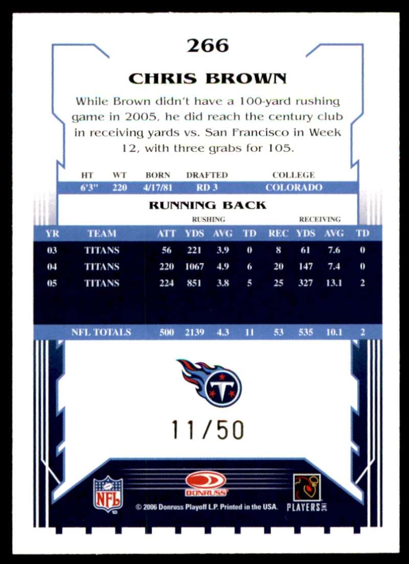 Chris Brown Card 2006 Score Select Gold #266 Image 2