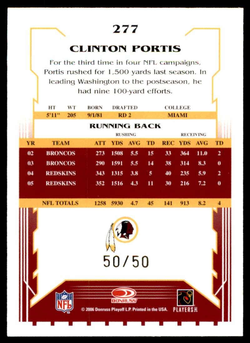 Clinton Portis Card 2006 Score Select Gold #277 Image 2