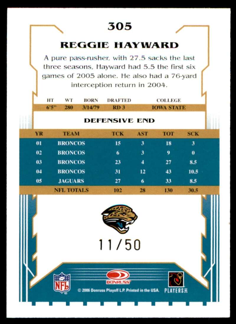 Reggie Hayward Card 2006 Score Select Gold #305 Image 2