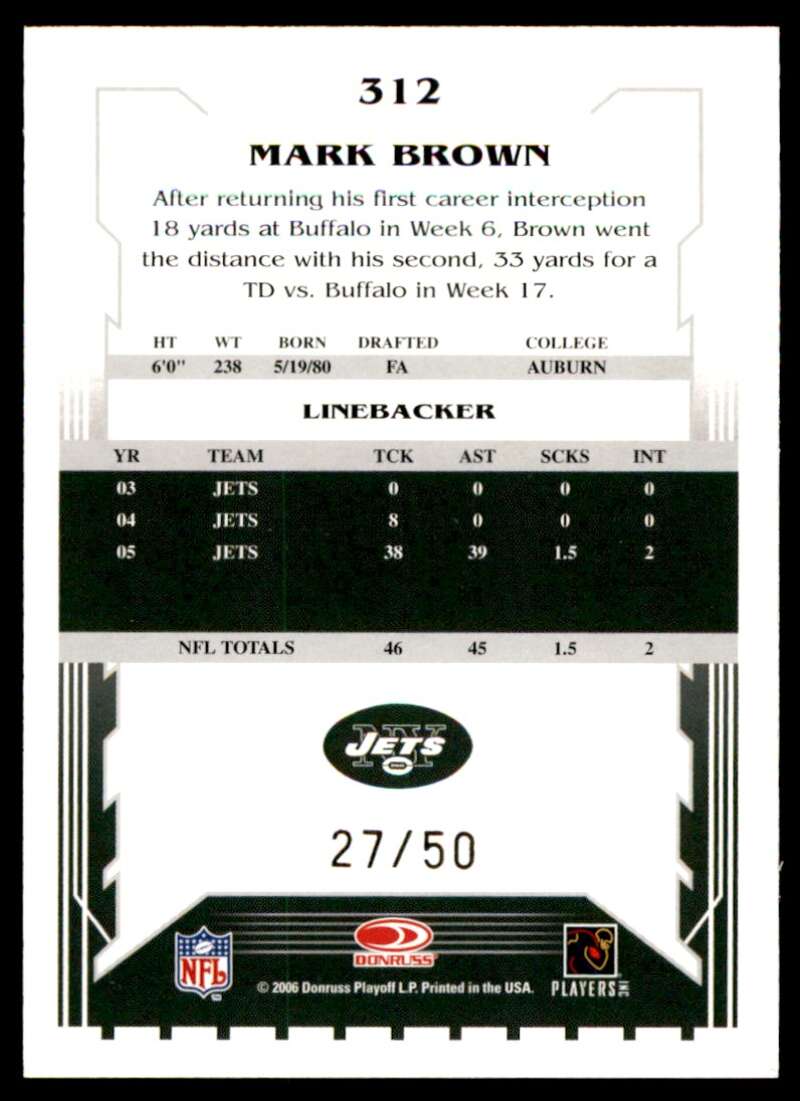 Mark Brown Card 2006 Score Select Gold #312 Image 2