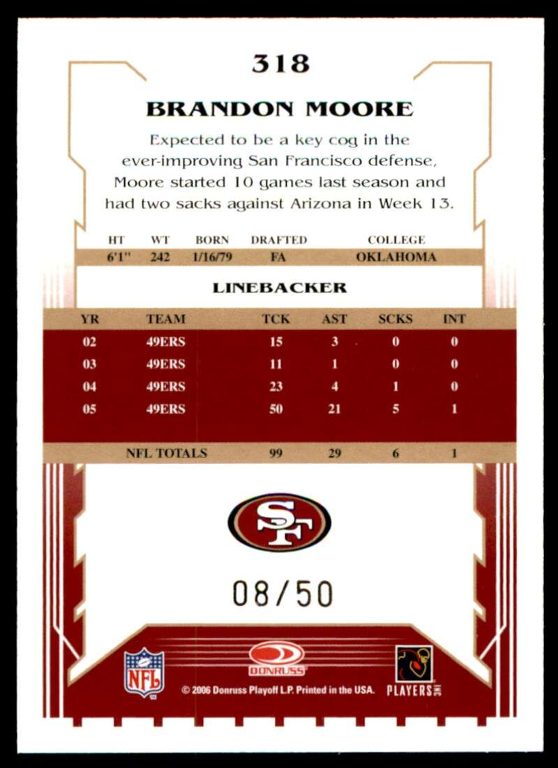 Brandon Moore Card 2006 Score Select Gold #318 Image 2