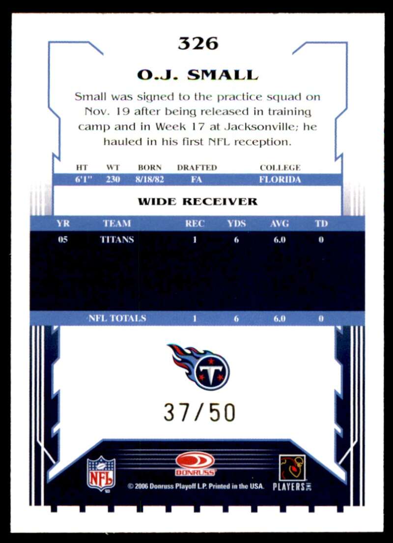 O.J. Small Card 2006 Score Select Gold #326 Image 2