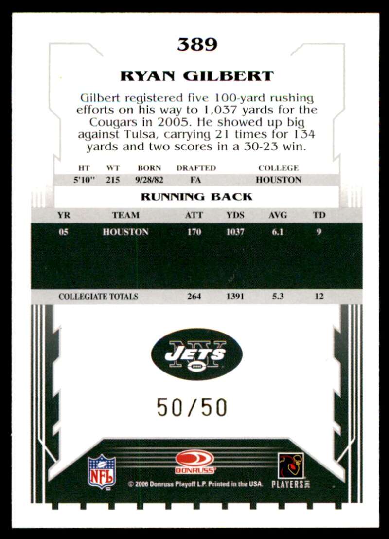 Ryan Gilbert Card 2006 Score Select Gold #389 Image 2