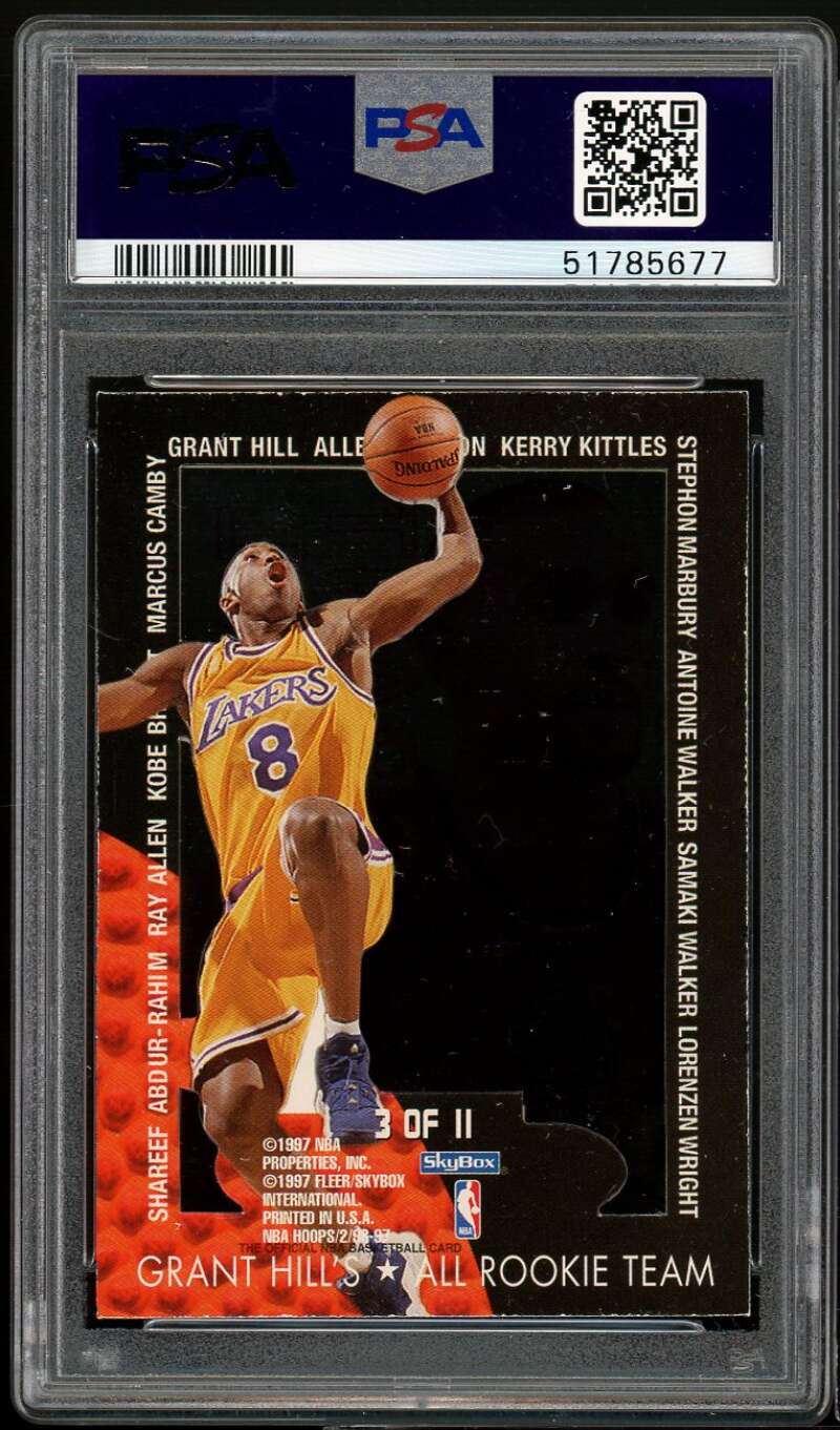 Kobe Bryant Rookie Card 1996-97 Hoops Grant Hill's All-Rookie Team #3 PSA 9 Image 2