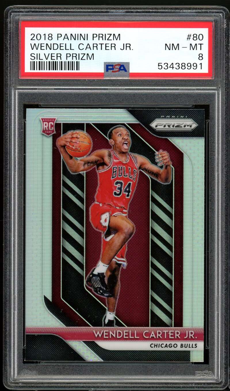 Wendell Carter Jr Rookie Card 2018-19 Panini Prizm Silver Prizm #80 PSA 8 Image 1