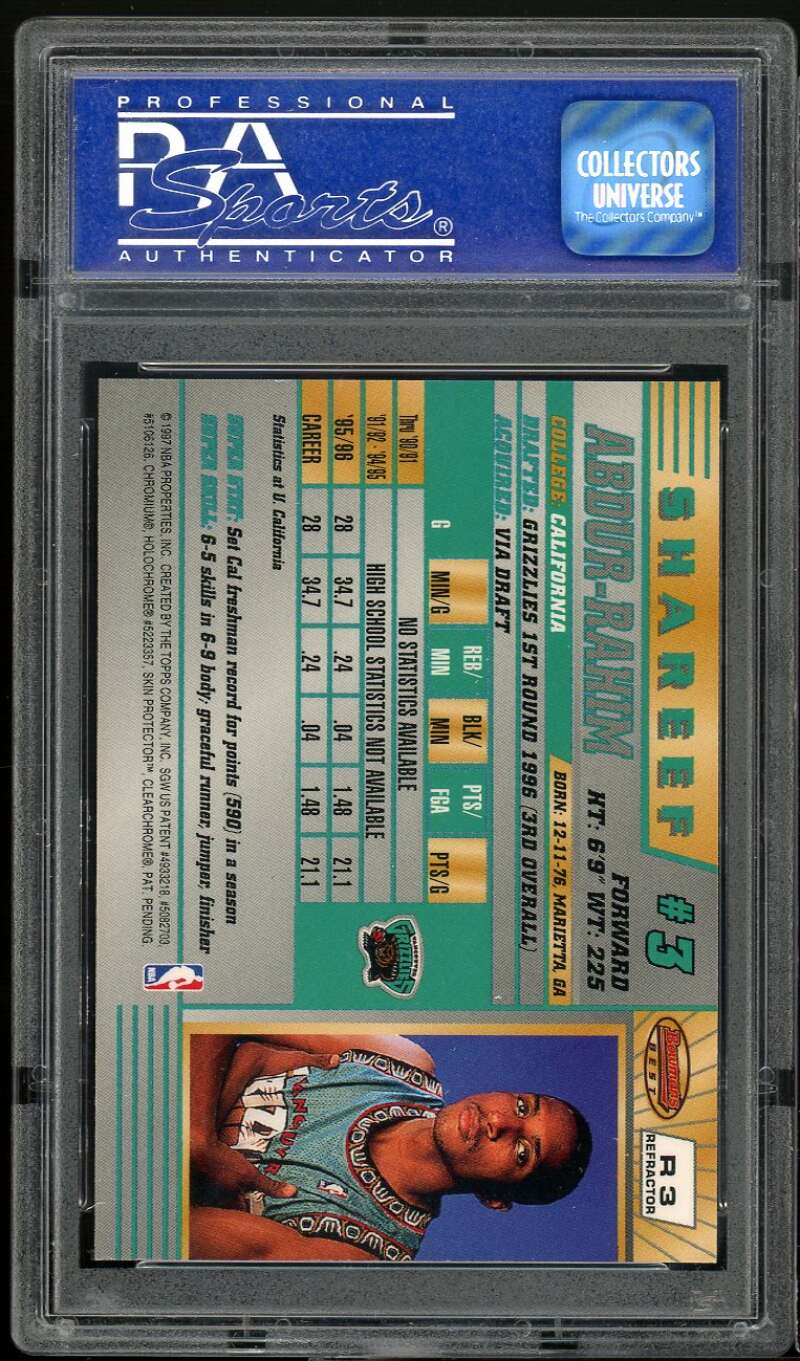 Shareef Abdur-Rahim Rookie Card 1996-97 Bowman's Best Refractor #r3 PSA 9 Image 2
