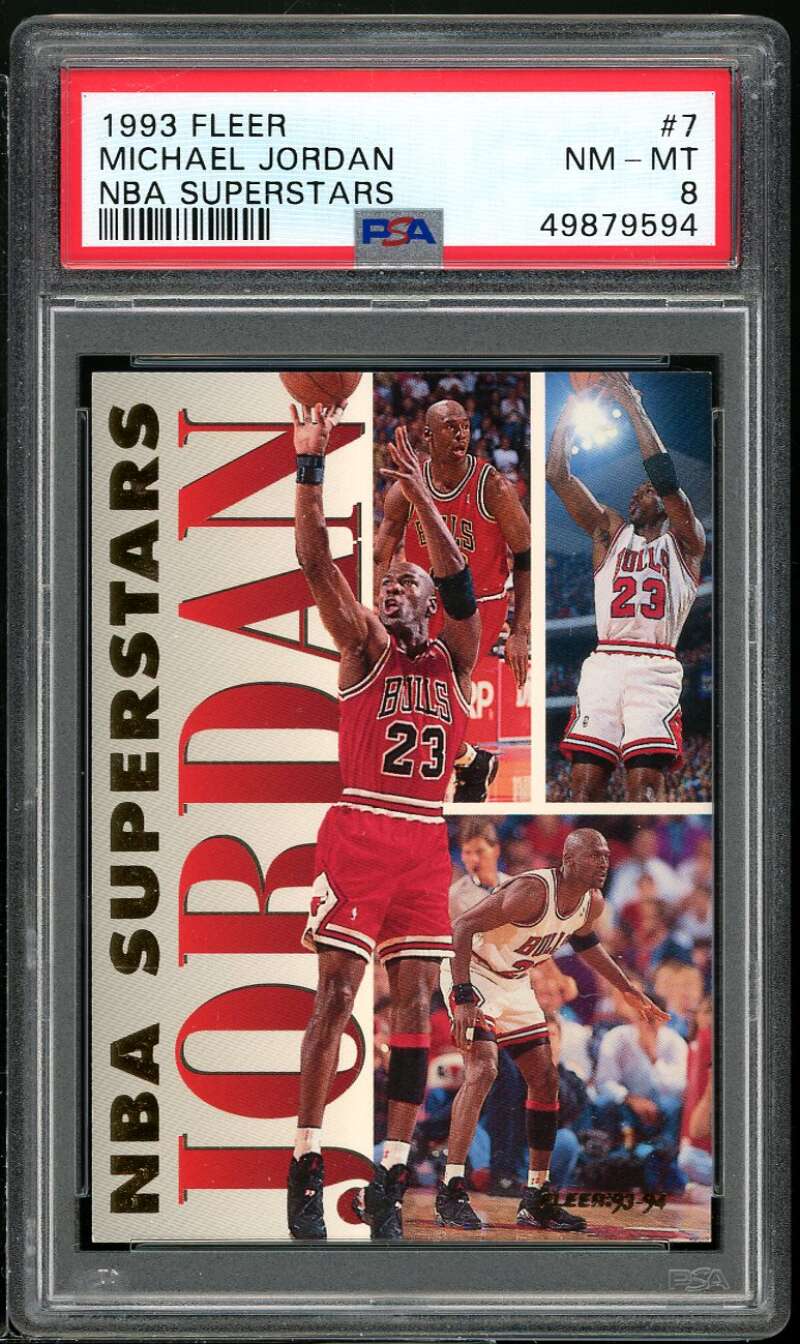 Michael Jordan Card 1993-94 Fleer NBA Superstars #7 PSA 8 Image 1