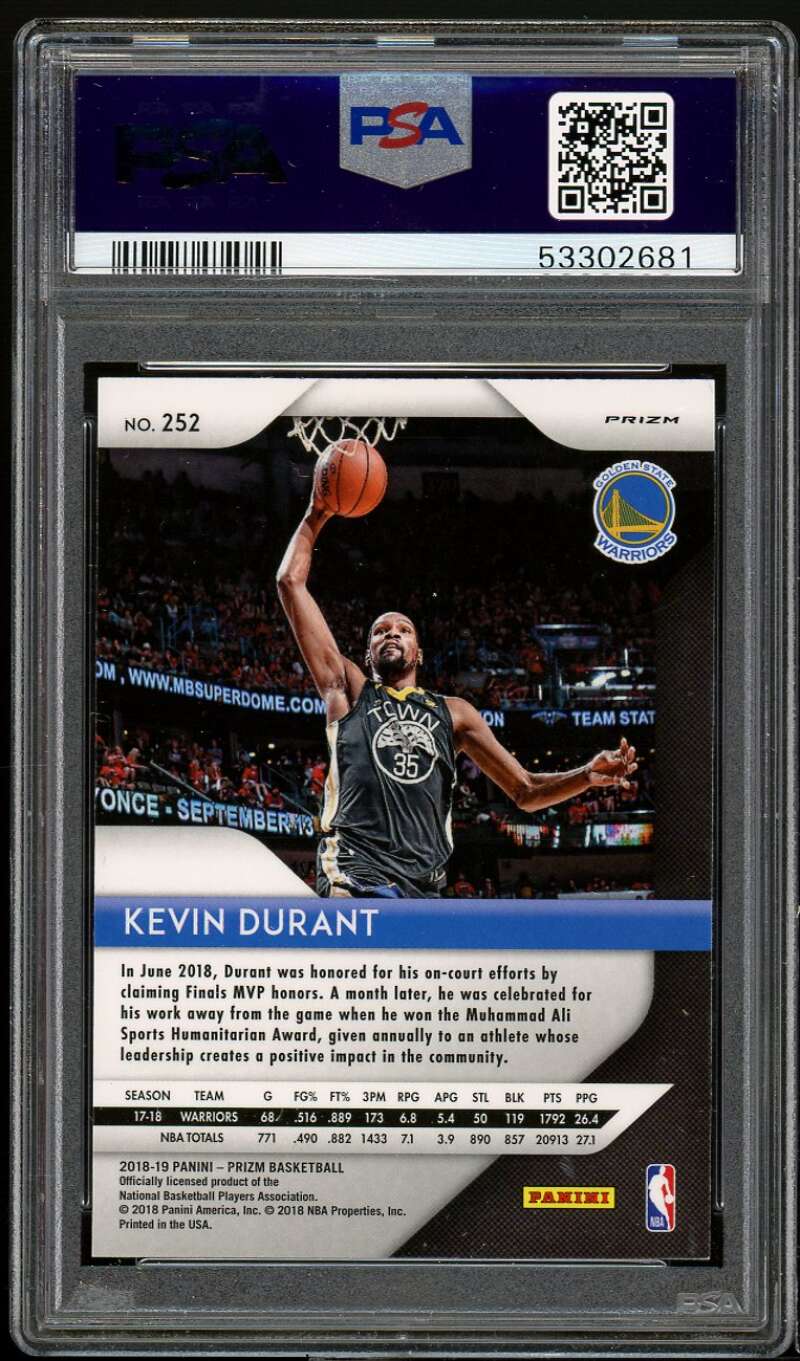 Kevin Durant Card 2018-19 Panini Prizm Red Ice #252 PSA 9 Image 2