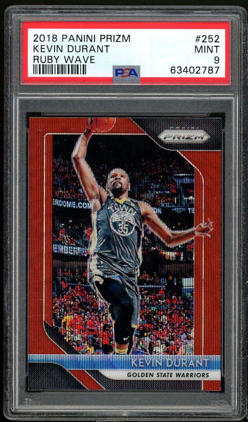 Kevin Durant Card 2018-19 Panini Prizm Ruby Wave #252 PSA 9 Image 1