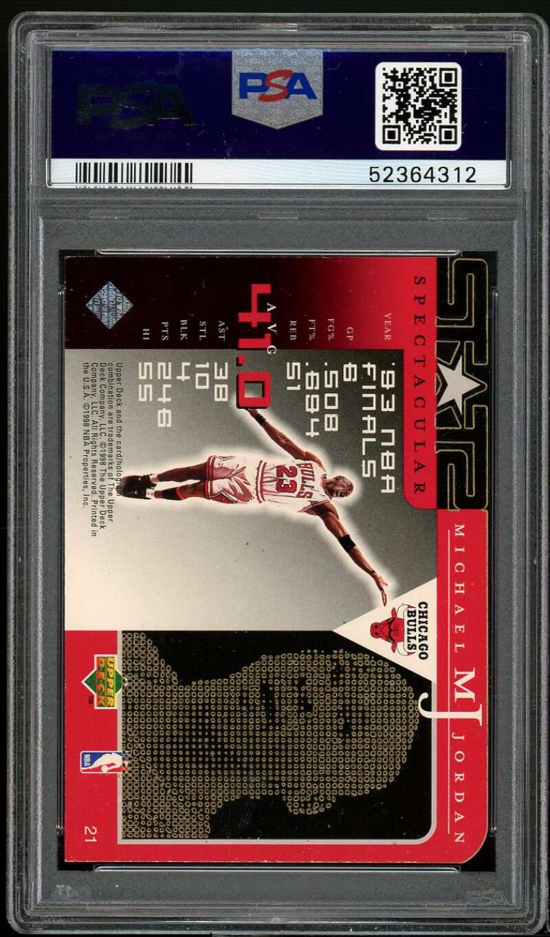 Michael Jordan Card 1998 UD MJ Career Coll Spectacular Stats #21 PSA 9 Image 2