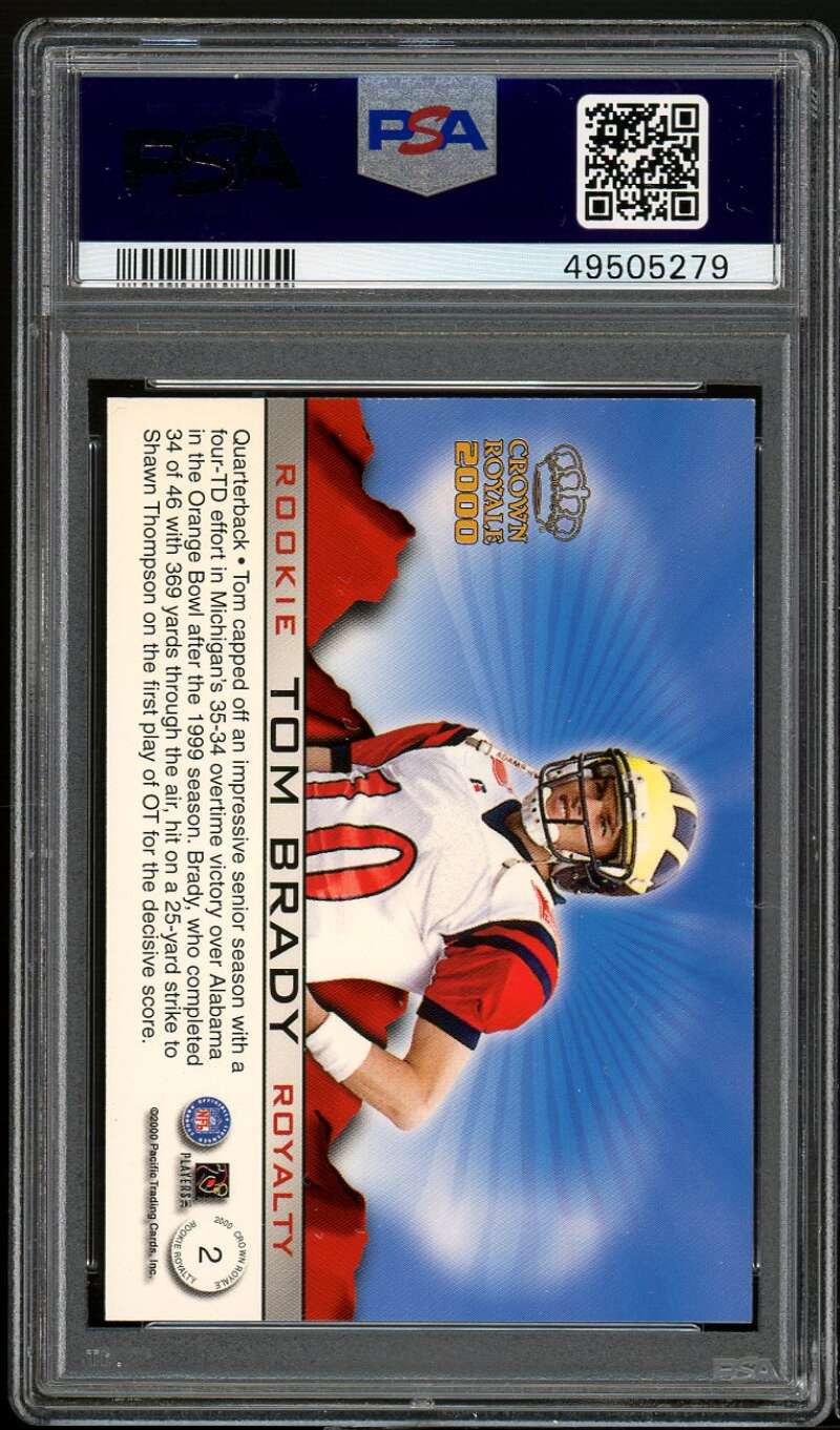 Tom Brady Rookie Card 2000 Pacific Crown Royale Rookie Royalty #2 PSA 9 Image 2