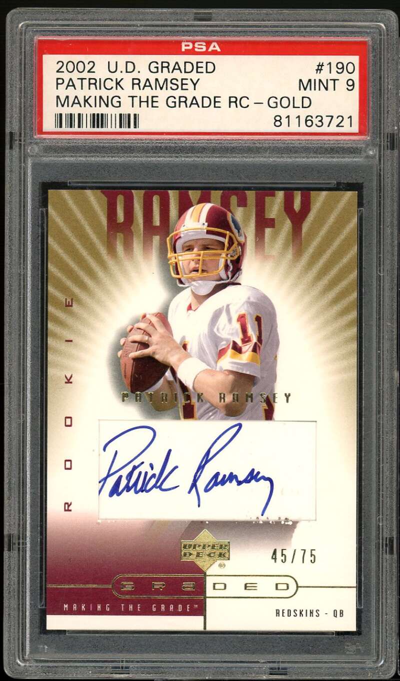 Patrick Ramsey Rookie Card 2002 U.D. Graded Making The Grade Gold #190 PSA 9 Image 1