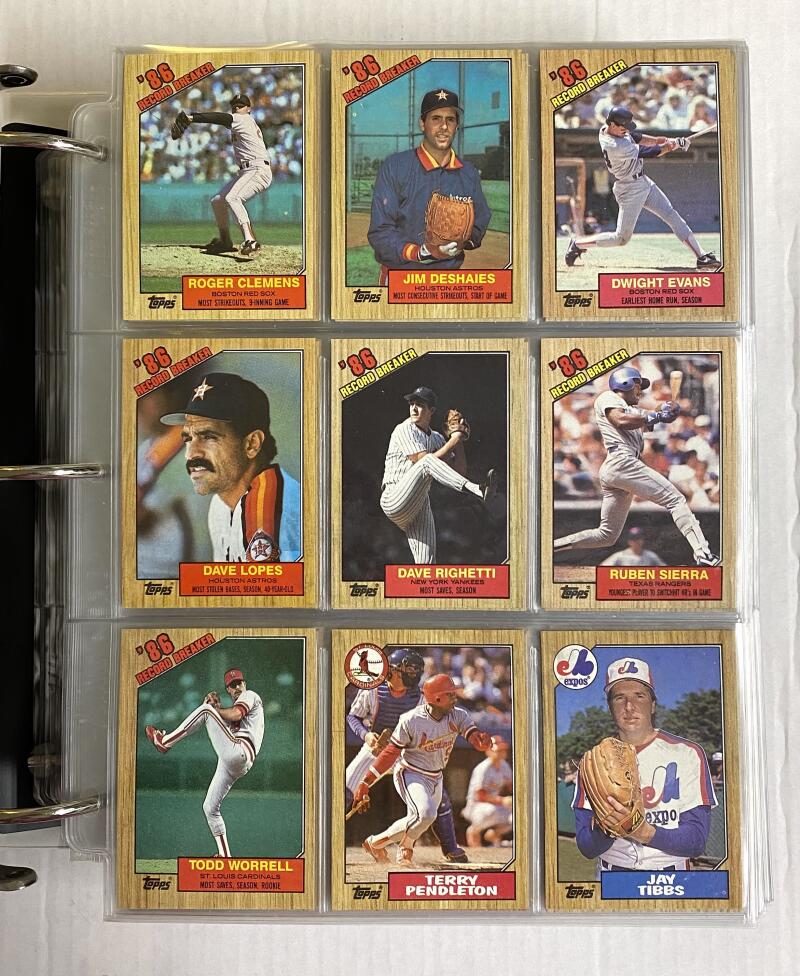 1987 Topps Baseball Hand Collated Binder Set 1-792 Image 1