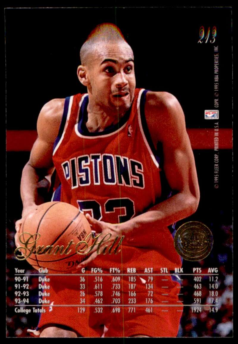 Grant Hill Rookie Card 1994-95 Flair #213 Image 2