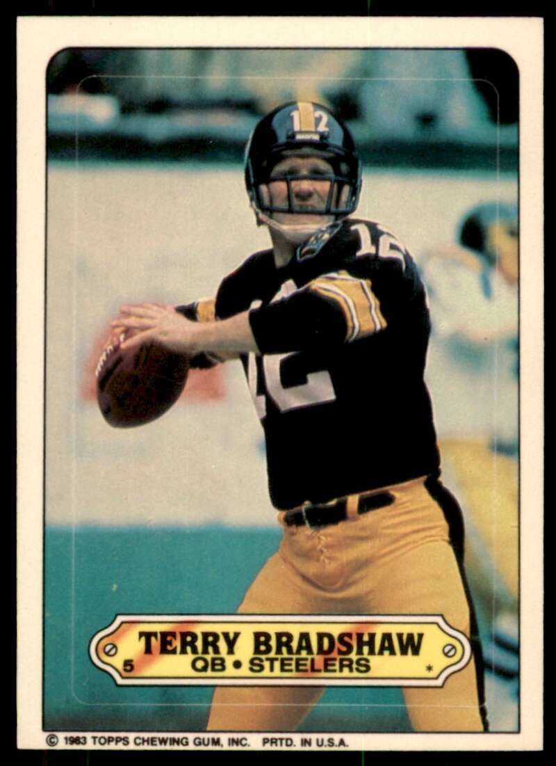 Terry Bradshaw Card 1983 Topps Sticker Inserts #5 Image 1