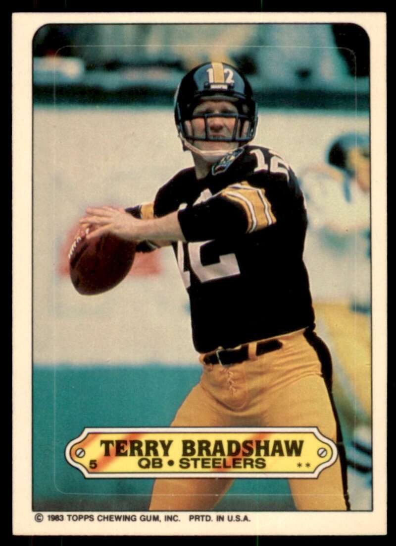 Terry Bradshaw Card 1983 Topps Sticker Inserts #5 Image 1