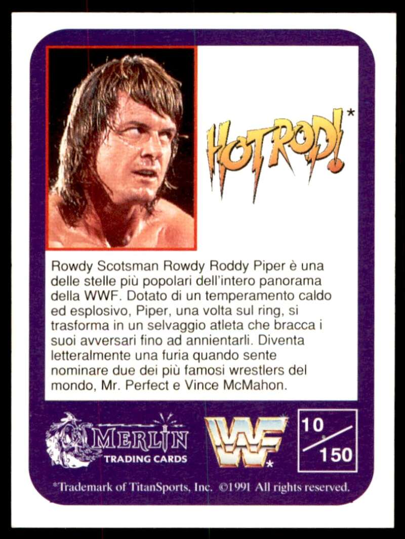 Rowdy Roddy Piper Card 1991 Merlin WWF Italian #10 Image 2