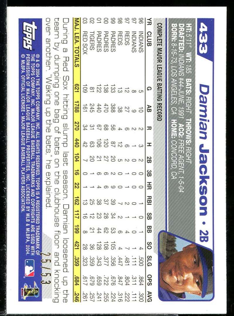 Damian Jackson Card 2004 Topps Black #433 Image 2