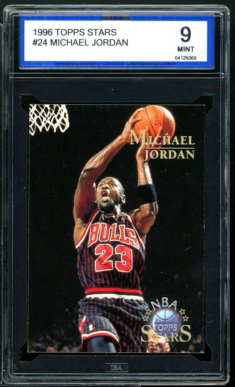 Michael Jordan Card 1996 Topps Stars #24 ISA 9 MINT Image 1