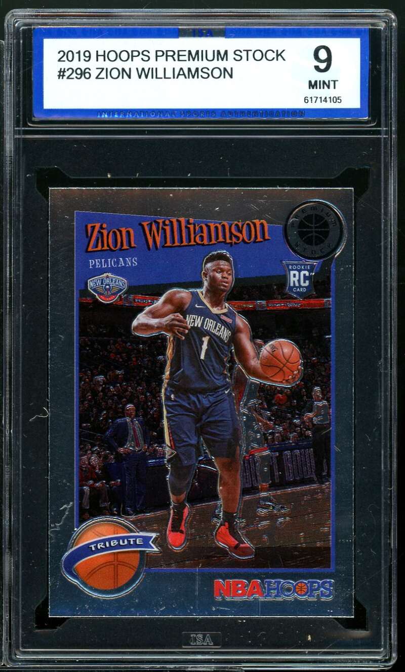 Zion Williamson Rookie Card 2019-20 Hoops Premium Stock #296 ISA 9 MINT Image 1