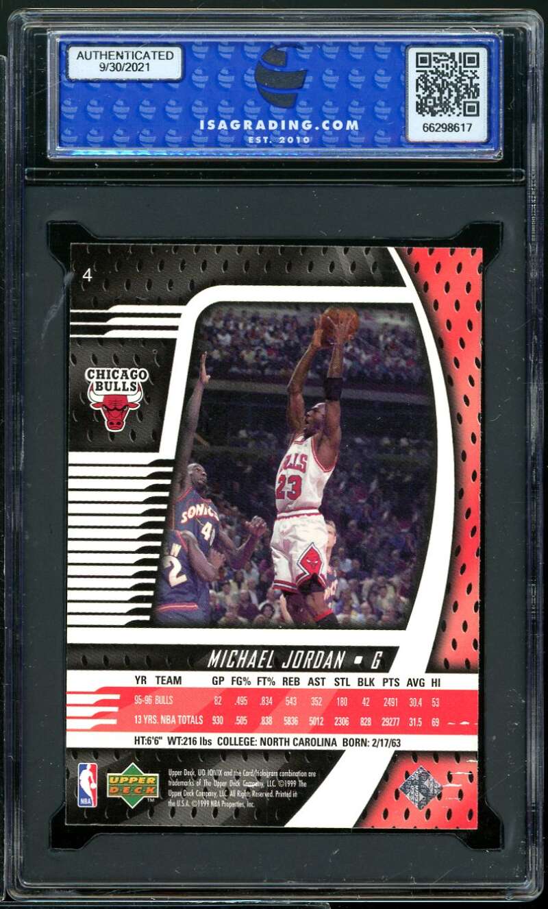 Michael Jordan Card 1998 Upper Deck Ionix #4 ISA 10 GEM MINT Image 2