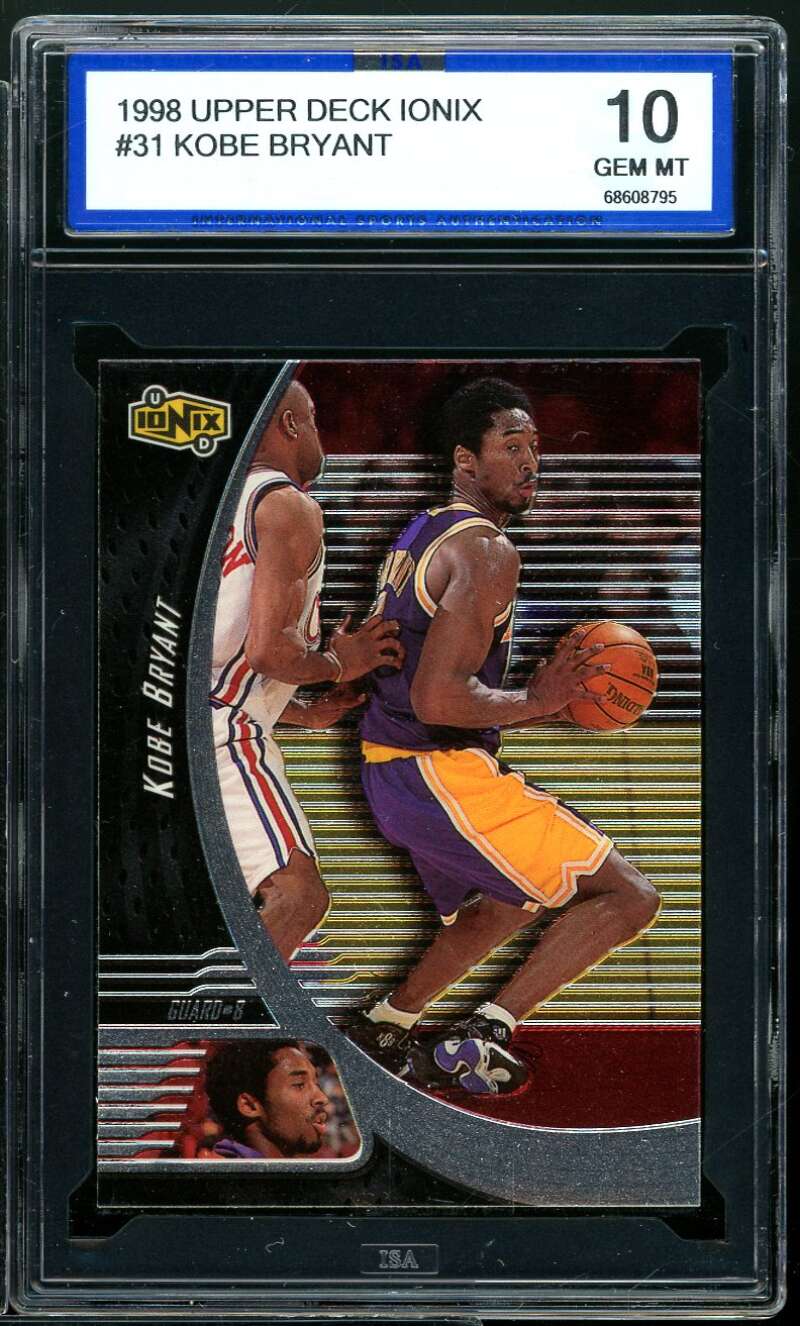 Kobe Bryant Card 1998 Upper Deck Ionix #31 ISA 10 GEM MINT Image 1