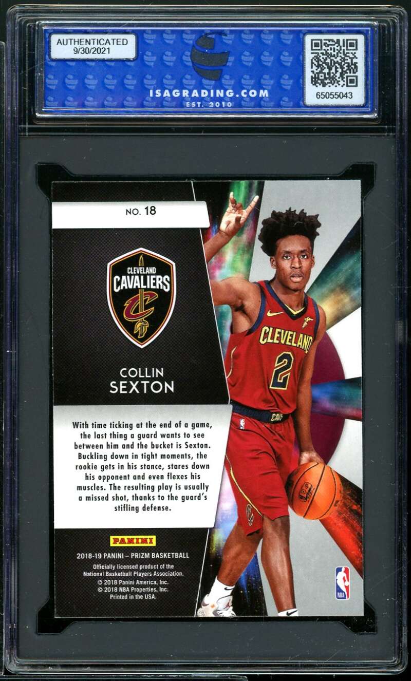 Collin Sexton Rookie 2018-19 Panini Prizm Freshman Phenoms #18 ISA 10 GEM MINT Image 2