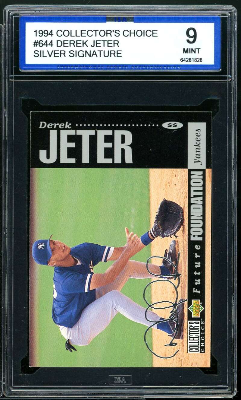 Derek Jeter Card 1994 Collector's Choice Silver Signature #644 ISA 9 MINT Image 1