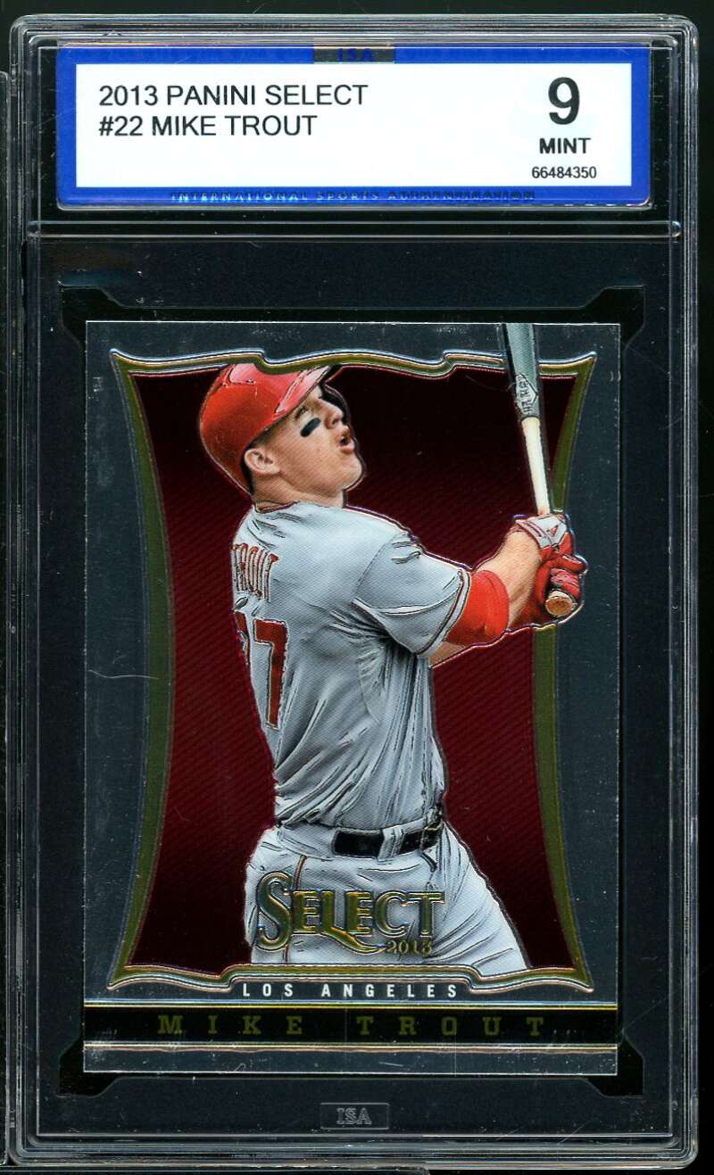 Mike Trout Card 2013 Panini Select #22 ISA 9 MINT Image 1