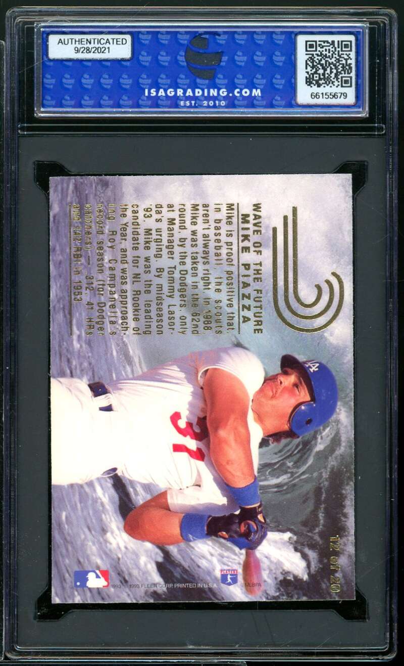 Mike Piazza Rookie Card 1993 Flair Wave Of The Future #12 ISA 10 GEM MINT Image 2