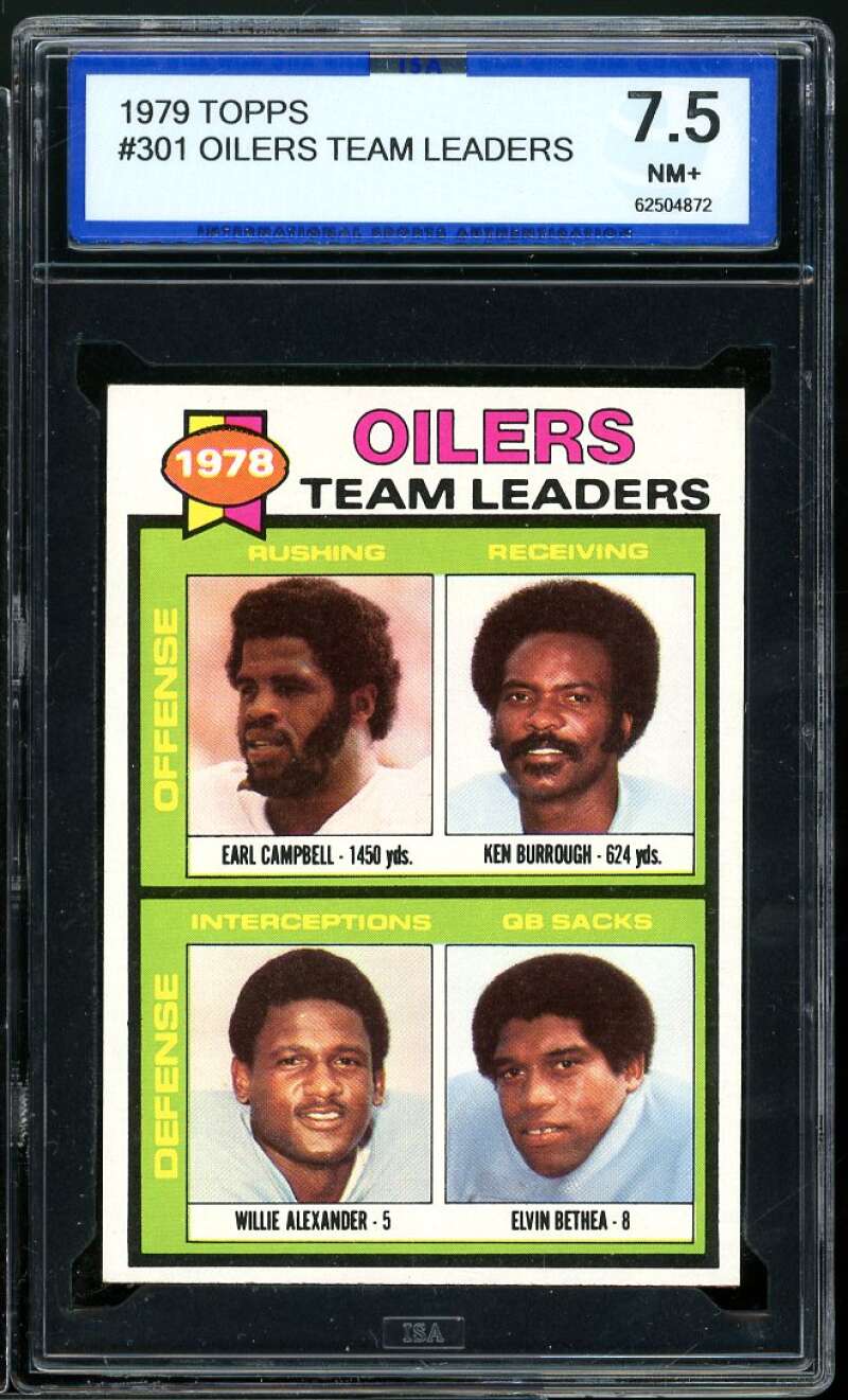 Earl Campbell/Burrough/ Alexander/Bethea Rookie Card 1979 Topps #301 ISA 7.5 NM+ Image 1