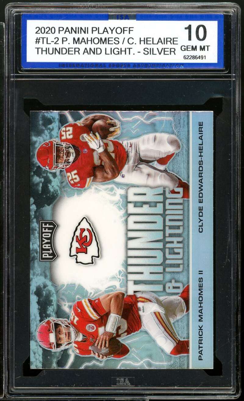 Patrick Mahomes w/Helaire Rookie 2020 Playoff Thunder Silver #TL-2 ISA 10 GEM MT Image 1