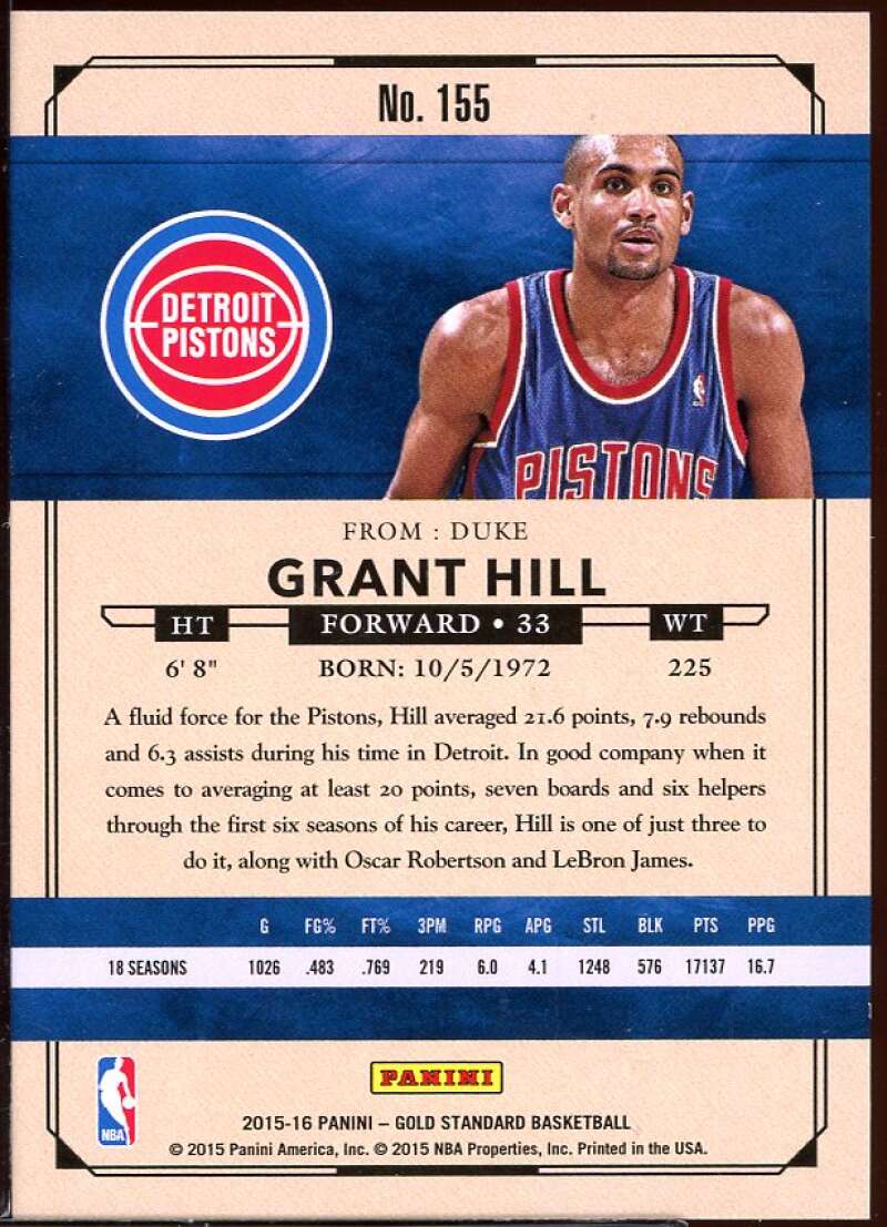 Grant Hill Card 2015-16 Panini Gold Standard #155 Image 2