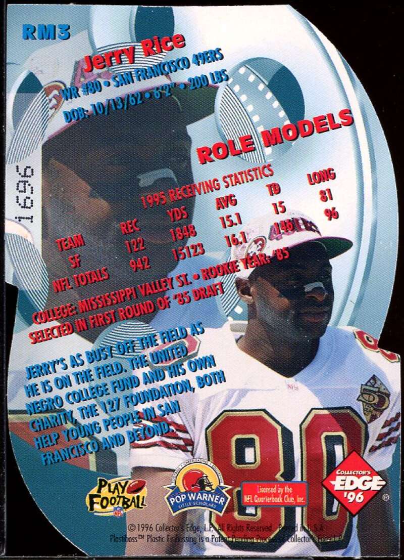 Jerry Rice Card 1996 Collector's Edge Advantage Role Models #RM3 Image 2
