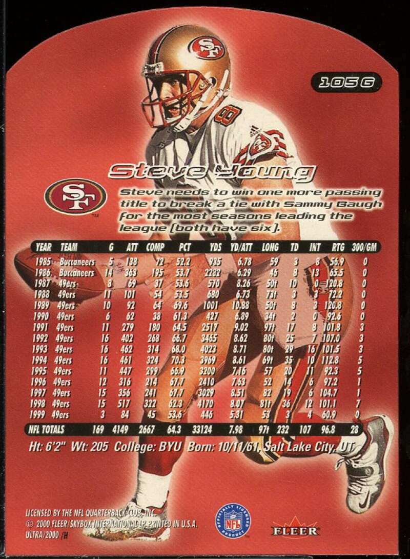 Steve Young Card 2000 Ultra Gold Medallion #105 Image 2