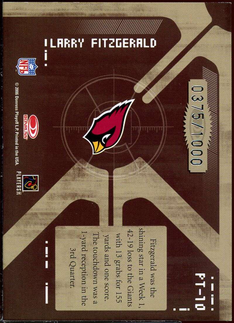 Larry Fitzgerald Card 2006 Donruss Elite Prime Targets Gold #10 Image 2