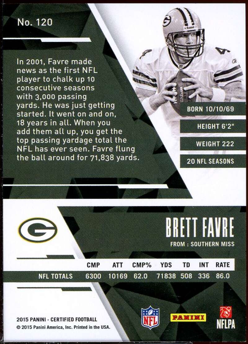 Brett Favre IMM Card 2015 Certified #120 Image 2