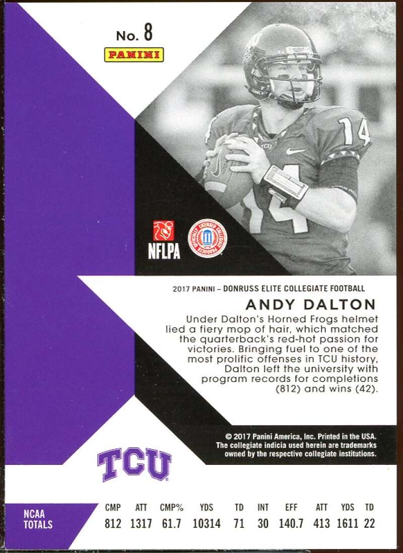 Andy Dalton Card 2017 Elite Draft Picks Aspirations Purple #8 Image 2