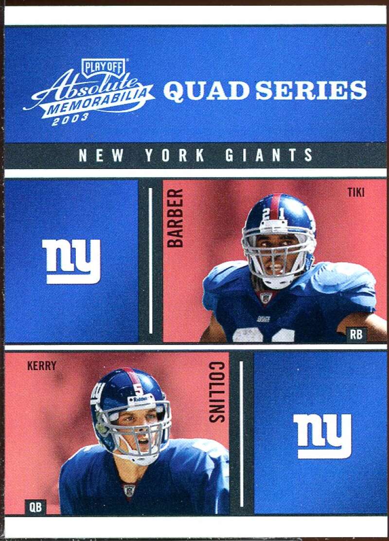 Collins/Barber/Toomer/Strahan Card 2003 Absolute Memorabilia Quad Series #QS21 Image 1