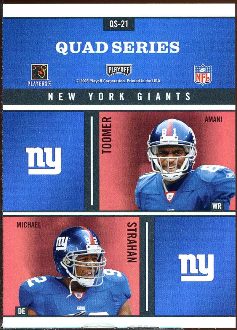 Collins/Barber/Toomer/Strahan Card 2003 Absolute Memorabilia Quad Series #QS21 Image 2