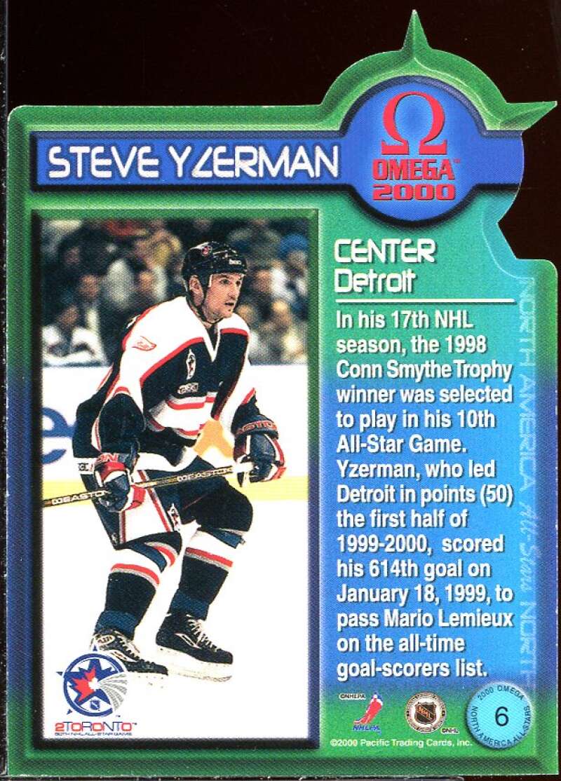 Steve Yzerman Card 1999-00 Pacific Omega North American All-Stars #6 Image 2