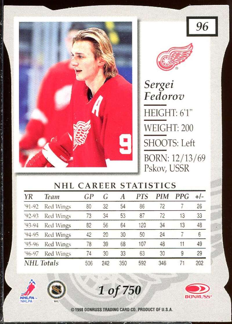 Sergei Fedorov Card 1997-98 Donruss Elite Aspirations #96 Image 2