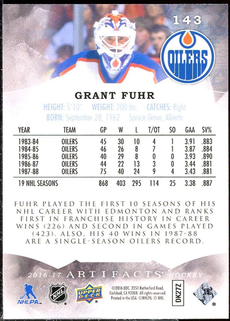 Grant Fuhr LEG Card 2016-17 Artifacts Ruby #143 Image 2