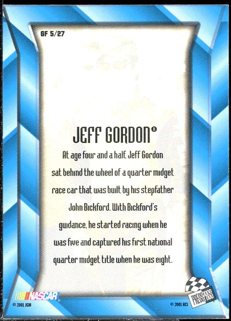 Jeff Gordon Card 2001 Press Pass Optima G Force #GF5 Image 2