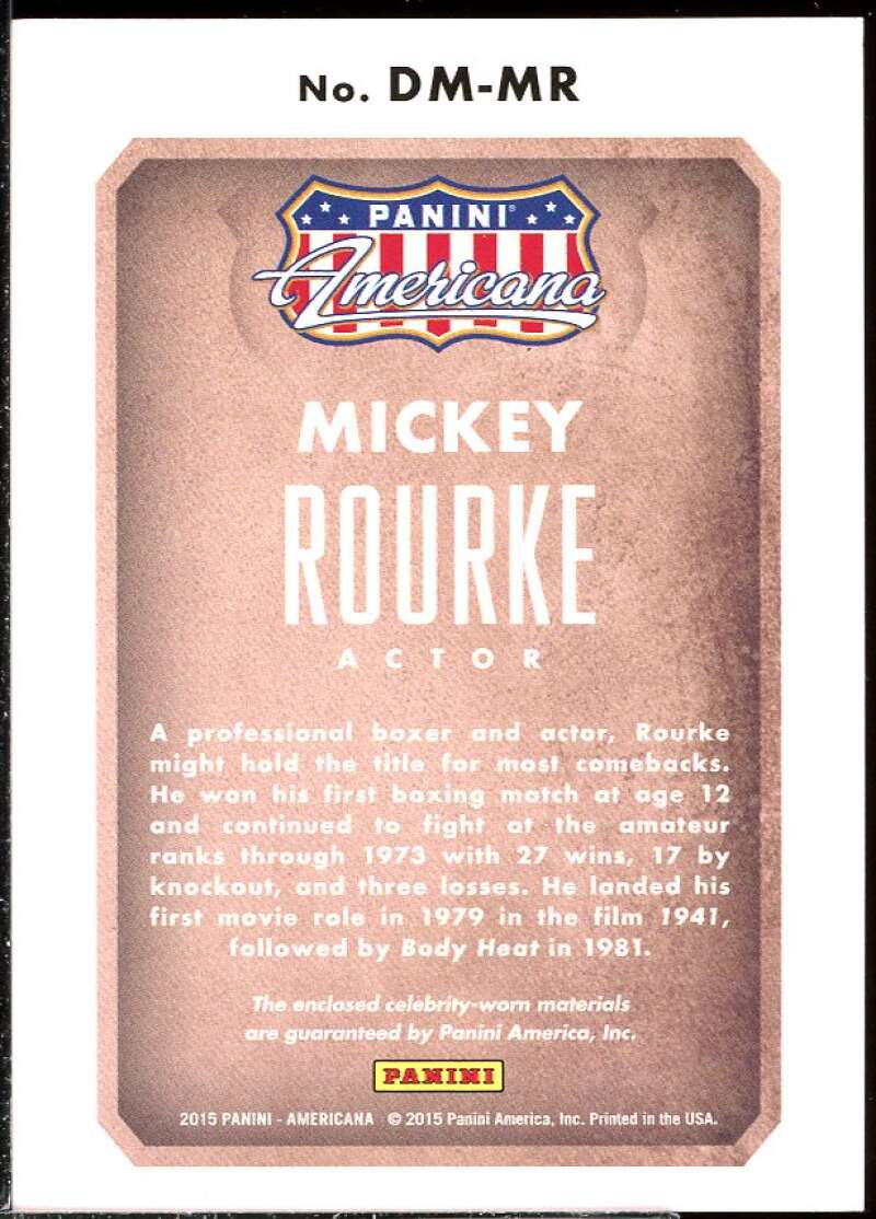 Mickey Rourke Card 2015 Americana Double Materials #26 /299 Image 2