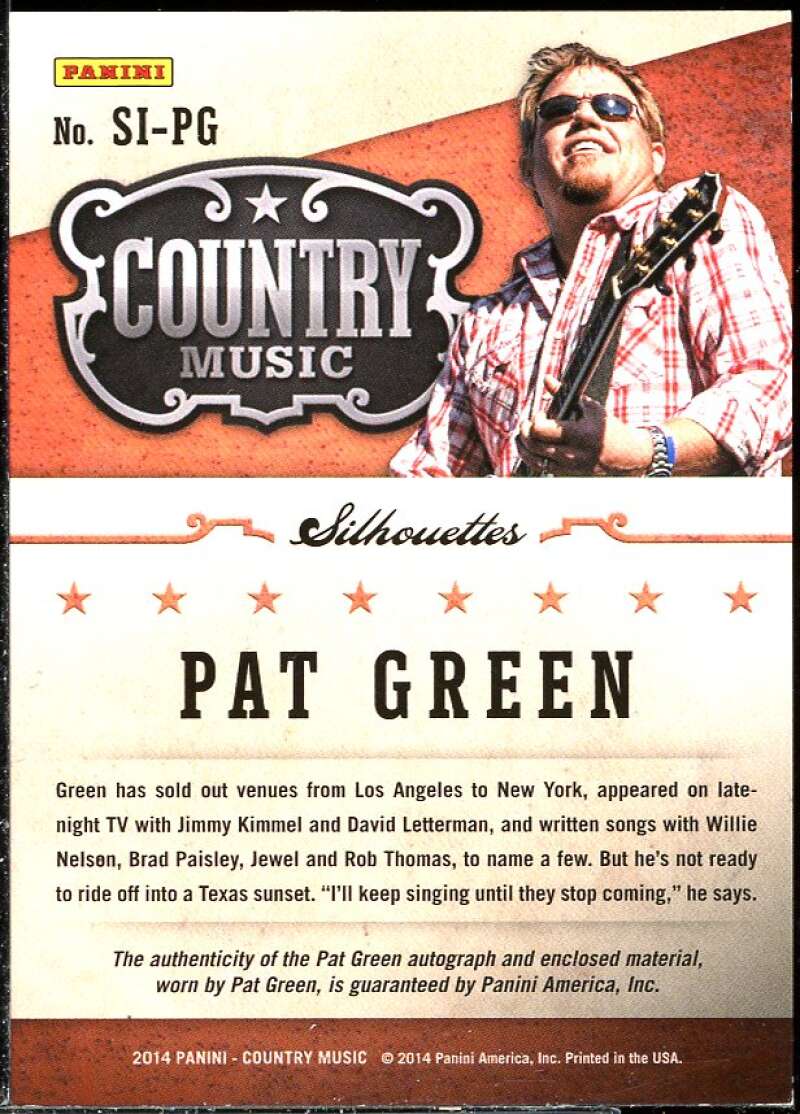 Pat Green Card 2015 Country Music Silhouette Signature Materials #30 /199 Image 2
