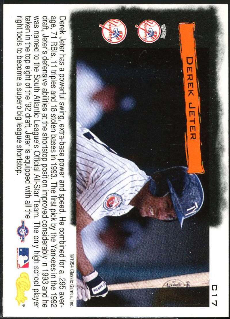 Derek Jeter Rookie Card 1994 Classic Cream of the Crop #C17 Image 2