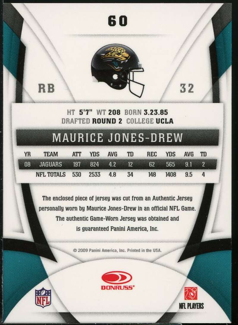 Maurice Jones-Drew Card 2009 Limited Threads #60 Image 2