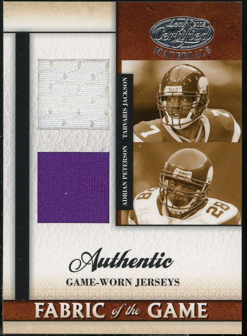 Jackson/Adrian Peterson 2008 Leaf Certified Materials Fabric of Game Combos #6 Image 1