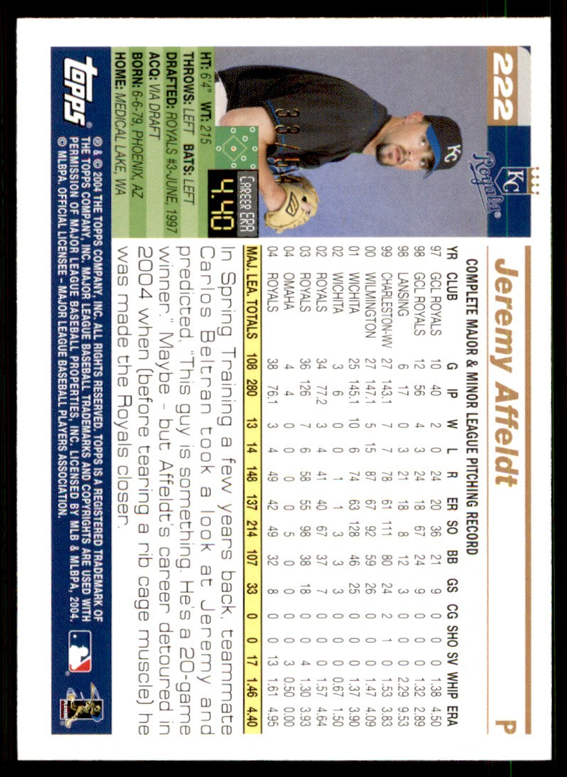 Jeremy Affeldt Card 2005 Topps Black #222 Image 2